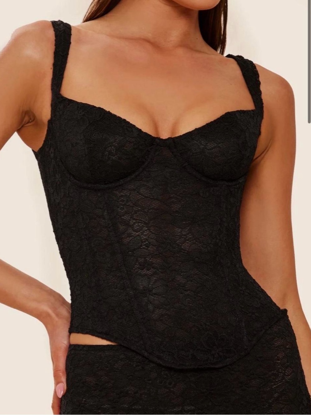 mars the label cinched black lace corset